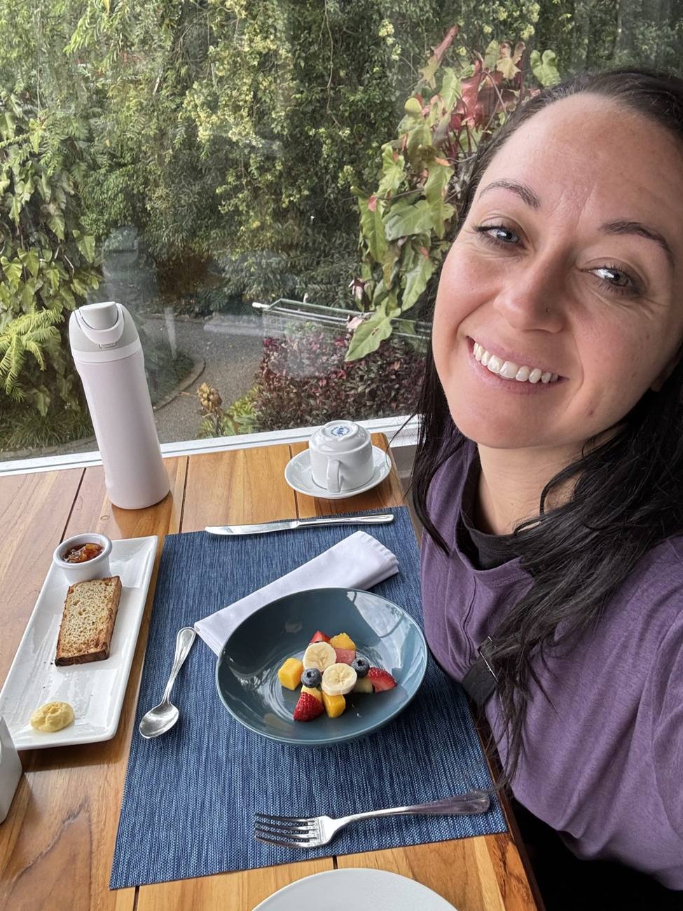 Breakfast with volcano view