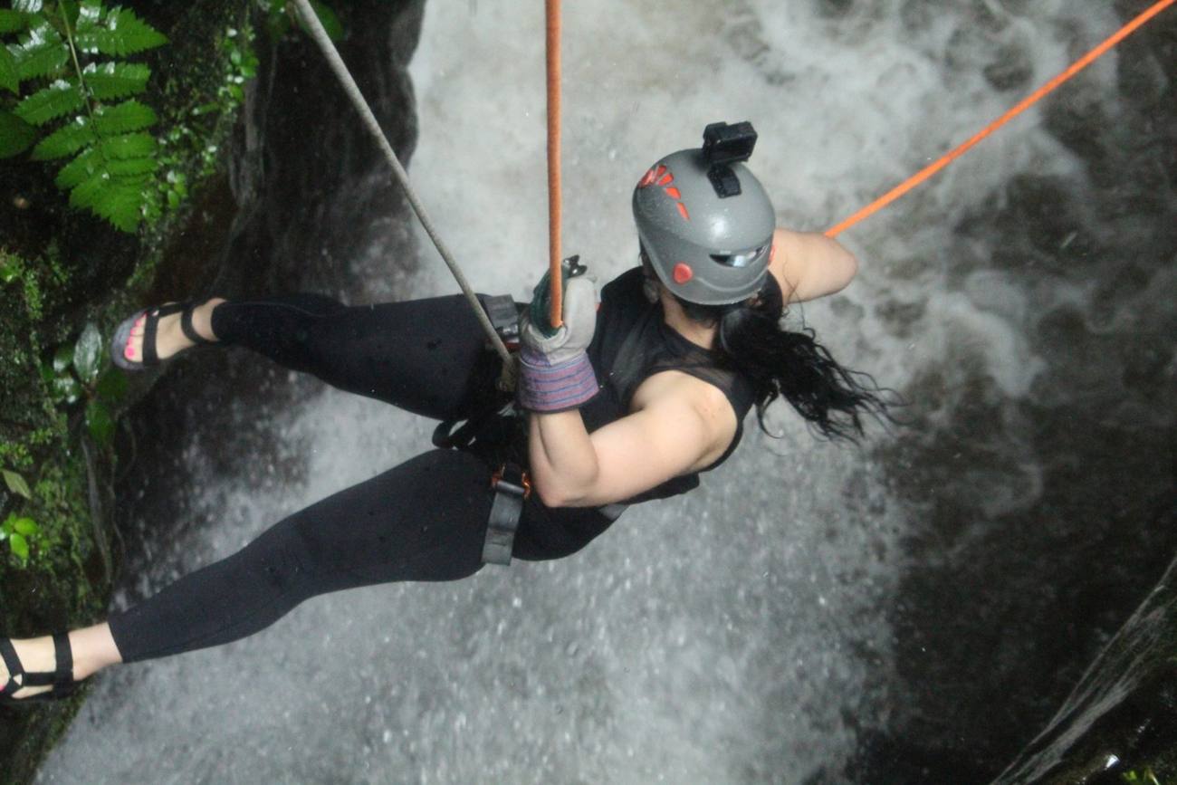 Waterfall rappelling